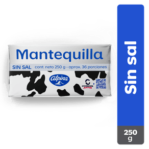 MANTEQUILLA SIN SAL  x 250GR ALPINA