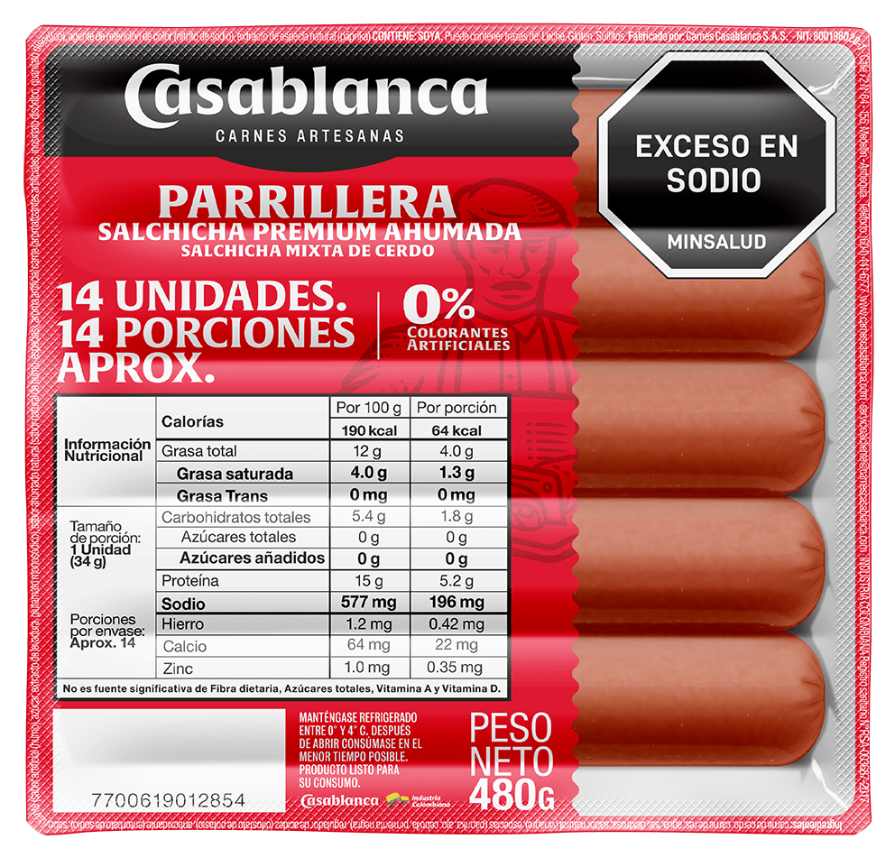 SALCHICHA PARRILLERA PREMIUM CB *480GR