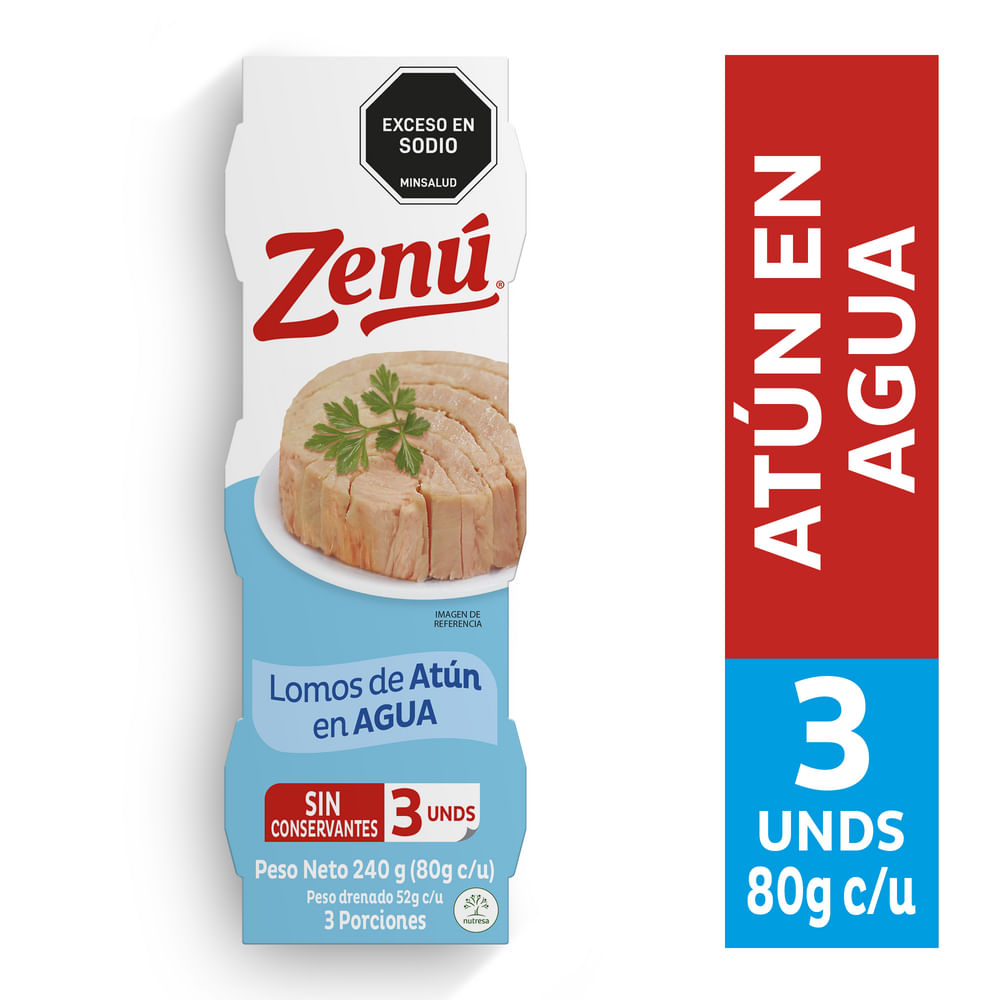 TRIPACK LOMO ATUN ZENU EN AGUA X 80GR