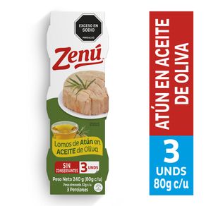 TRIPACK LOMO ATUN ZENU ACEITE OLIVA*80GR