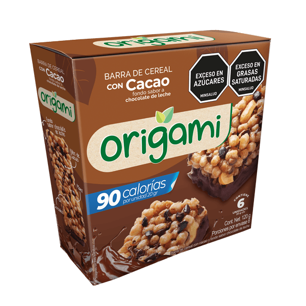 BARRA CEREAL ORIGAMI CHOCOLATE X6 *120GR