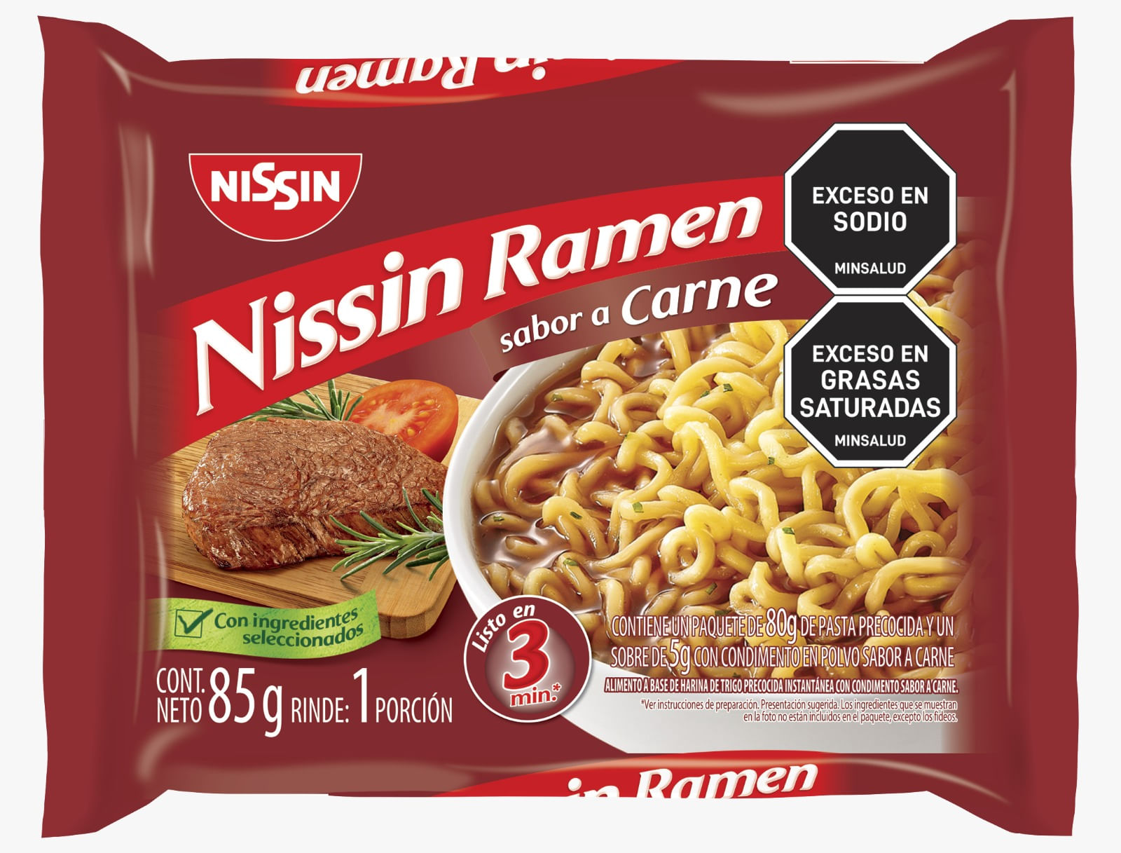 SOPA NISSIN RAMEN CARNE BOLSA *85GR