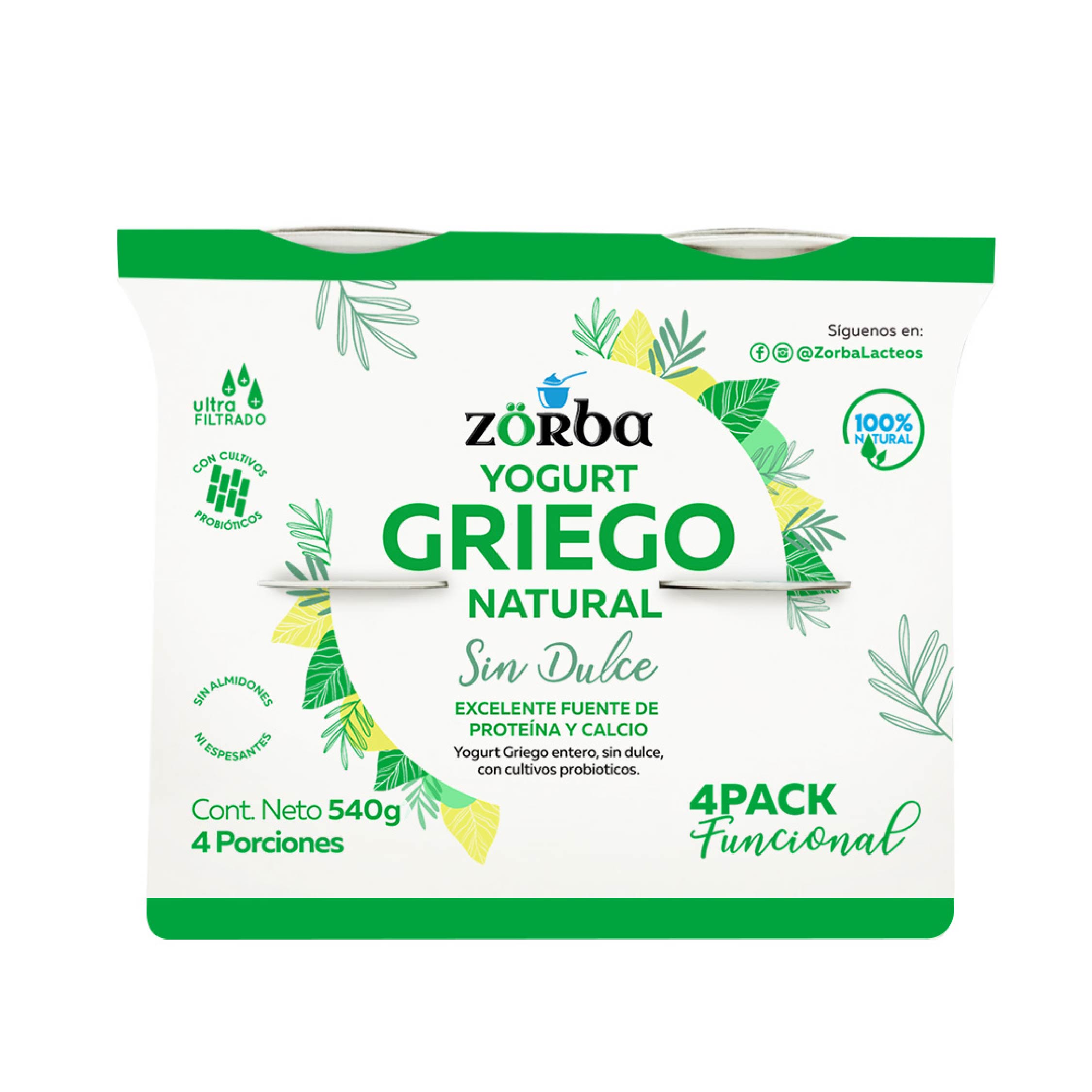 YOGURT GRIEGO ZORBA X4 SIN DULCE *540GR