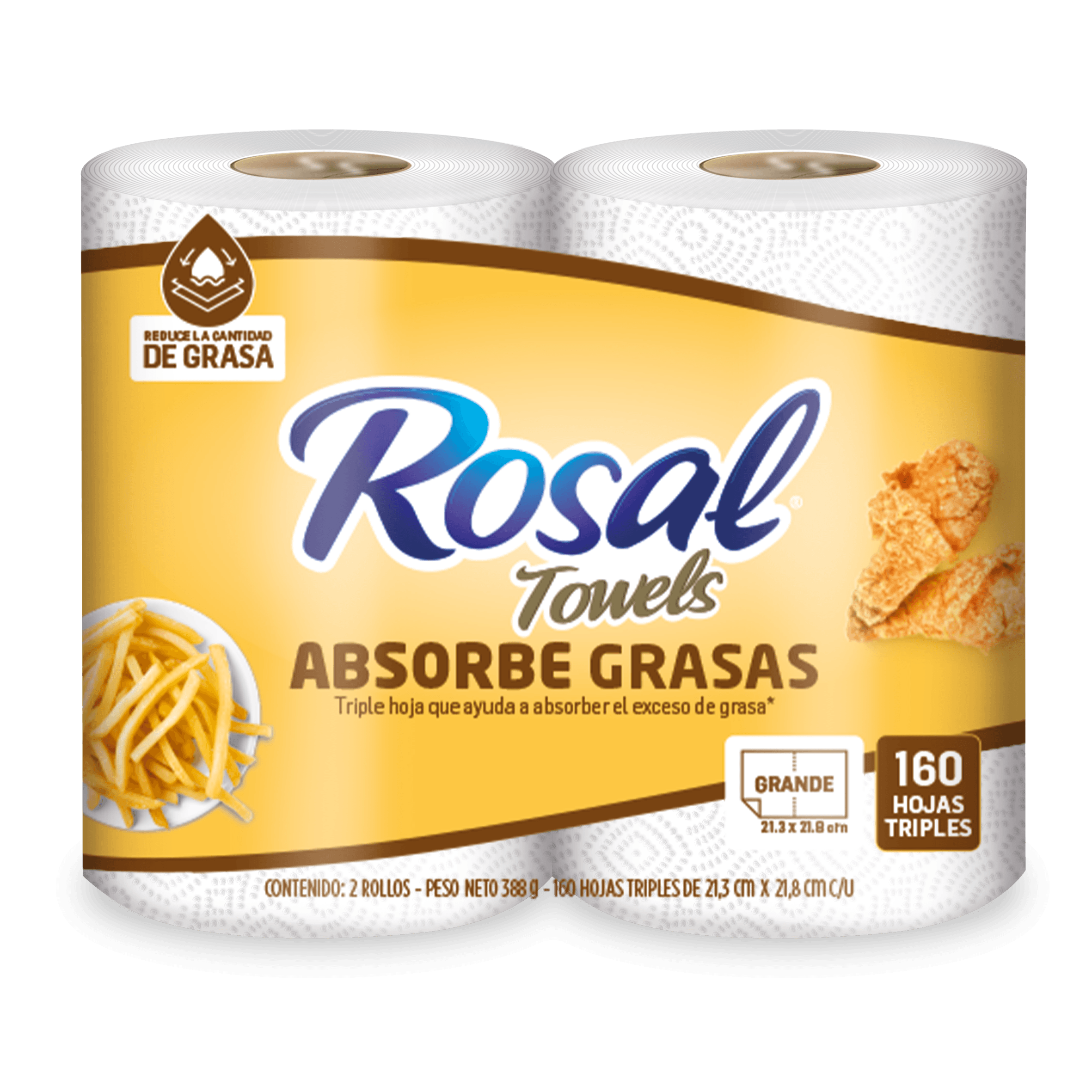 TOALLA ROSAL TOWELS 80H 3P ABSORBE GRASA
