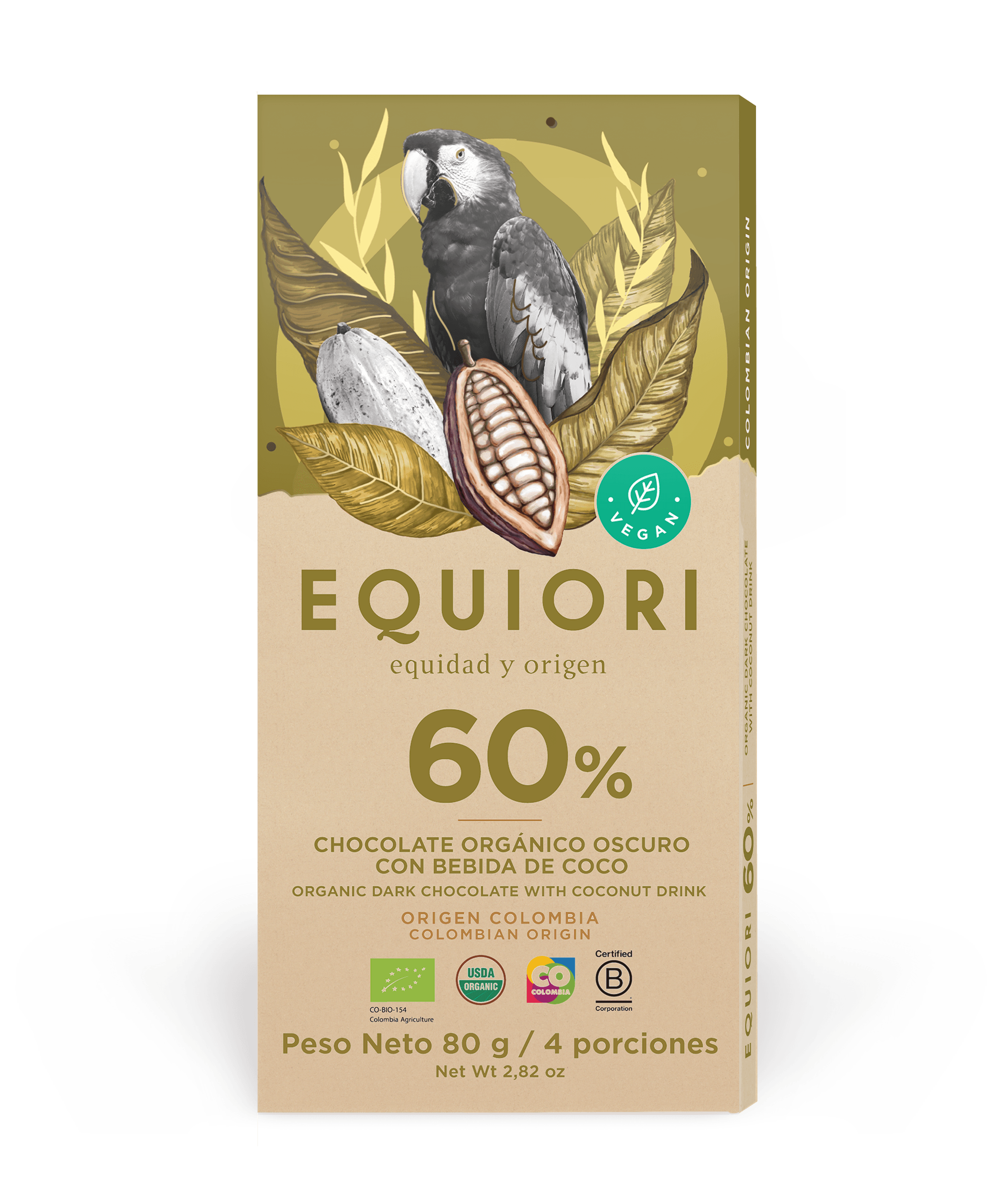BARRA CHOCOLATE 60% BEBIDA COCO *80GR