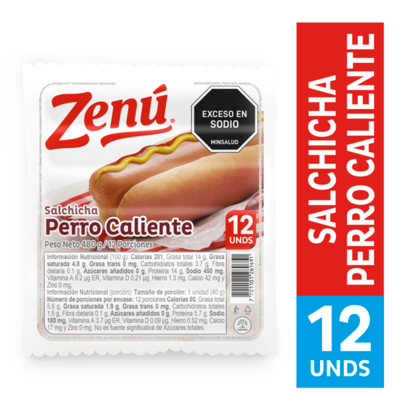 SALCHICHA PERRO CALIENTE ZENU  x 480GR