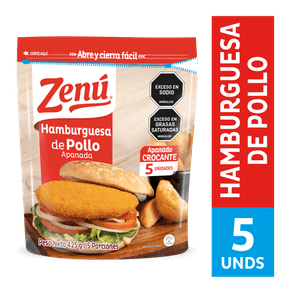 HAMBURGUESA DE POLLO APANADO ZENU*425 GR
