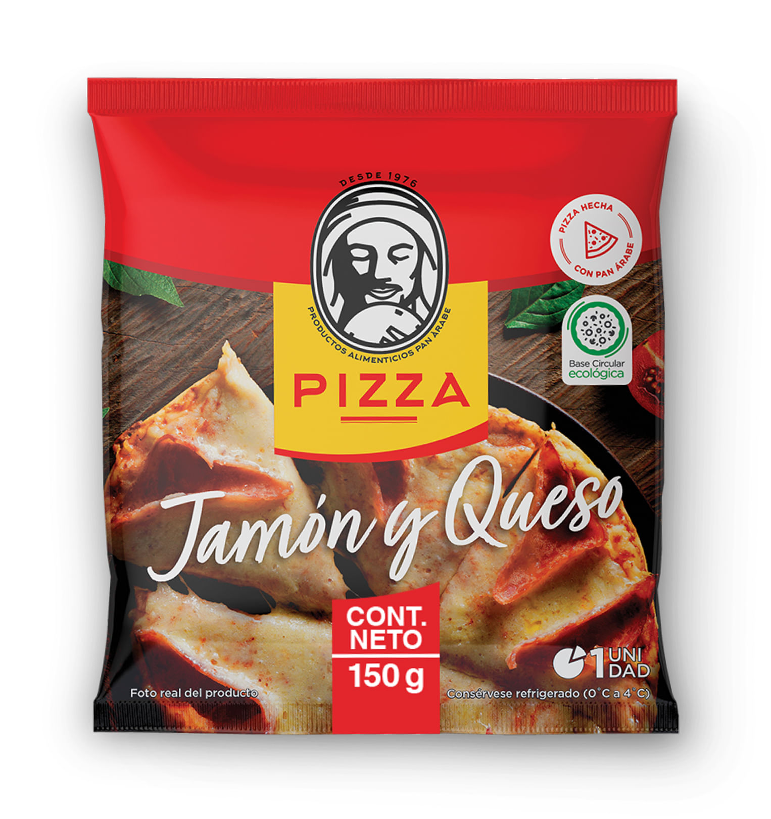 PIZZA PAN ARABE JAMON Y QUESO *150GR