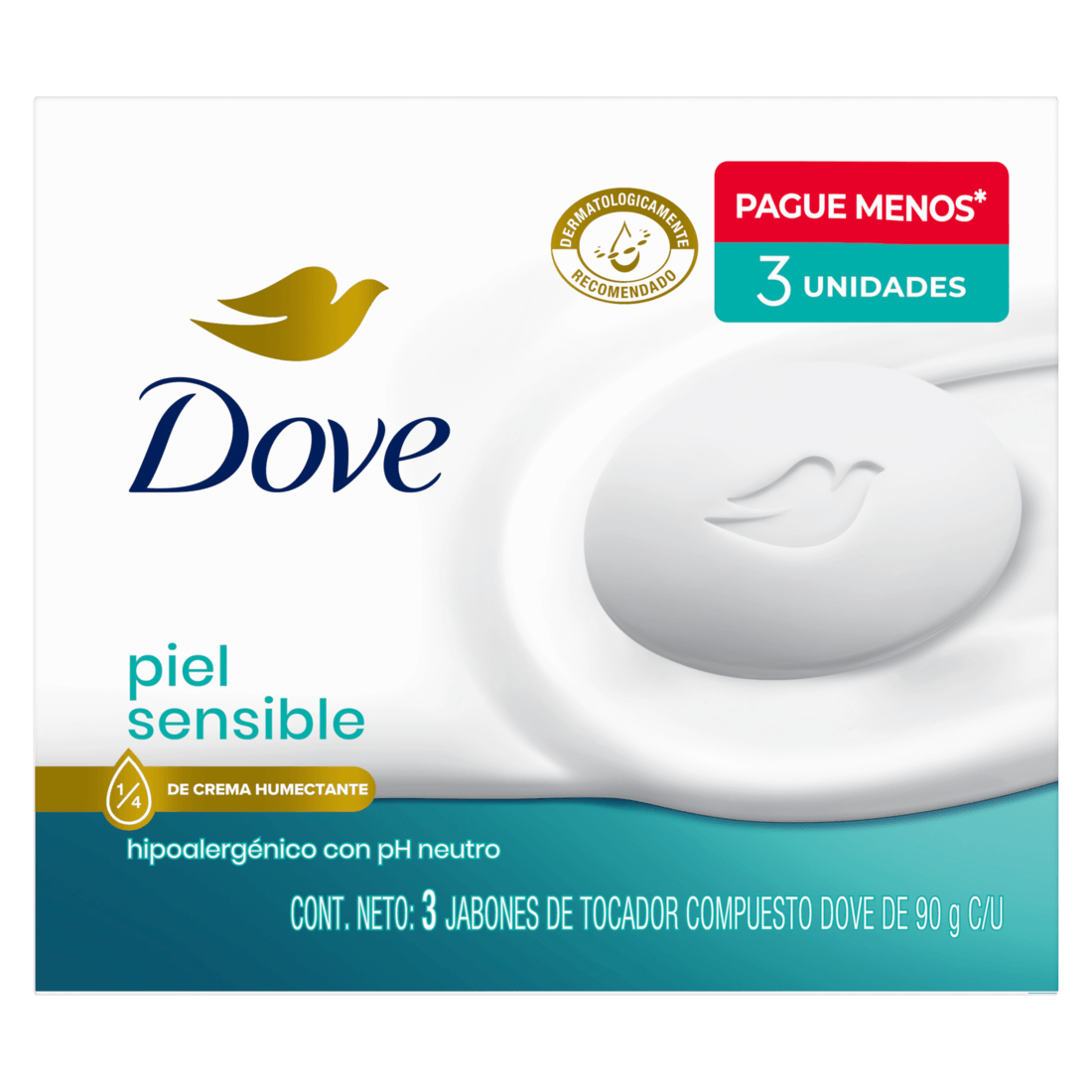 JABON BARRA PIEL SENSIBLE DOVE X3 *90GR