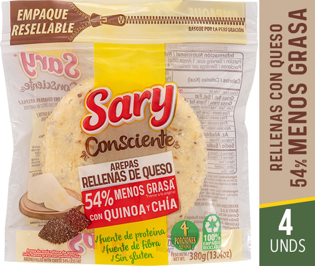 AREPA RELLE QUESO LIGHT SARY 4 UND*380GR