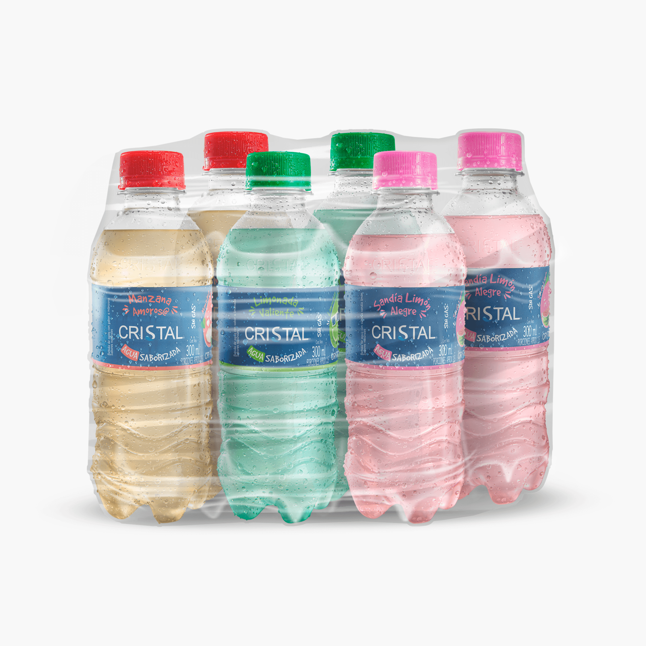 OF AGUA CRISTAL SURTID SABORES X6 *300ML