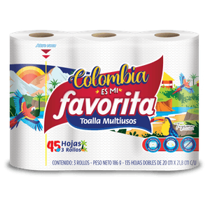Toalla Favorita Multiusos 45 Hojas *3 und