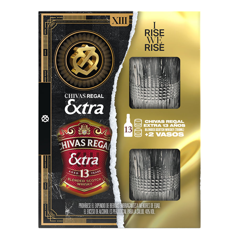 ESTU WHISKY CHIVAS 13YEARS *700ML+2VASOS
