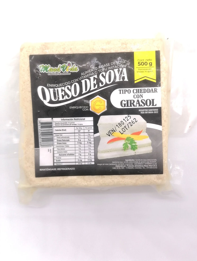 QUESO SOYA TIP CHEDDAR GIRASOL *500GR