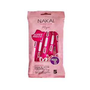 Maquina de afeitar NAKAI triple hoja x5 unds