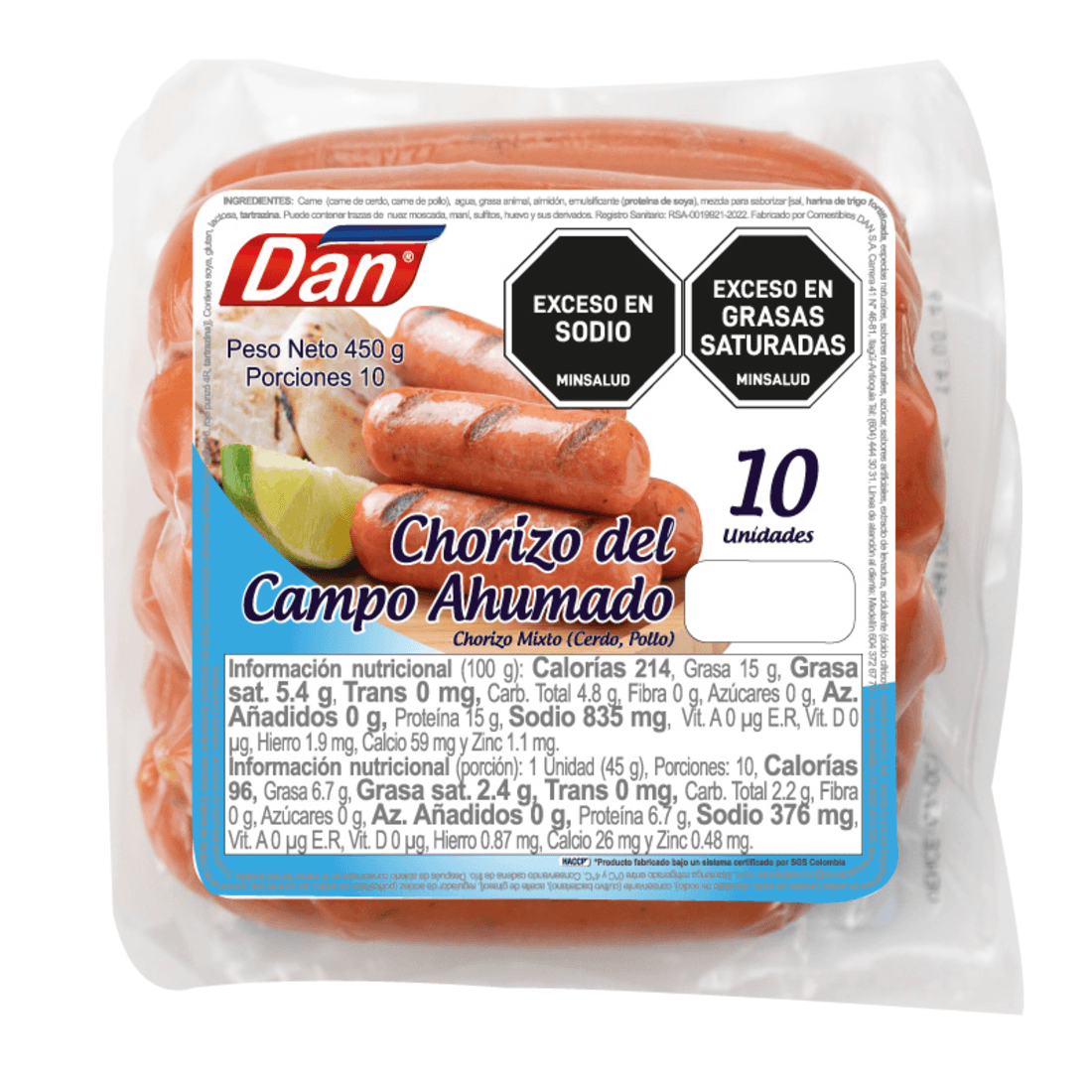 CHORIZO CERDO AHUMADO DAN *450GR
