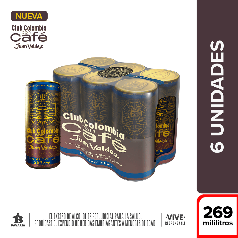 CERVEZA CLUB COLOMBIA CAFE LAT X6 *269ML