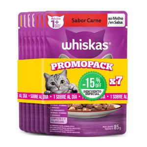 Alimento húmedo para gato WHISKAS 7 unds x85 g c/u