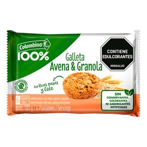 GALLETAS CON AVENA Y GRANOLA x 180 GR