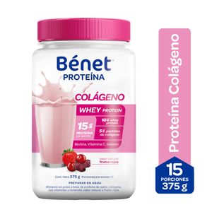 Proteína BÉNET whey frutos rojos colágeno x375 g