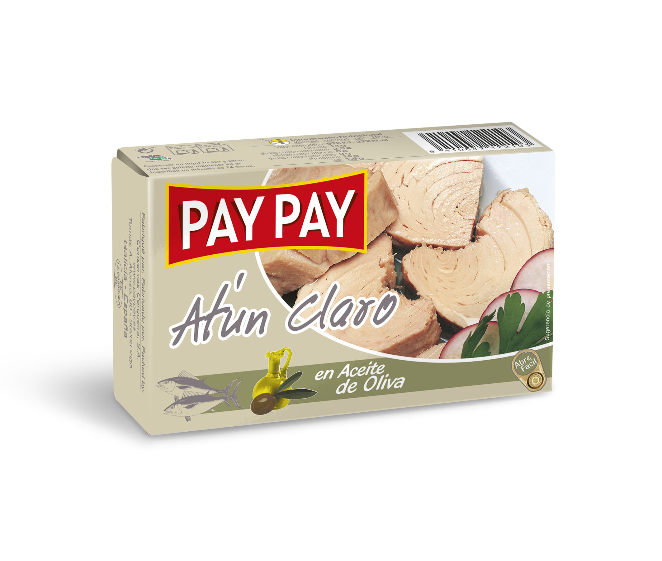 ATUN CLARO EN ACEITE OLIV PAY PAY *111GR