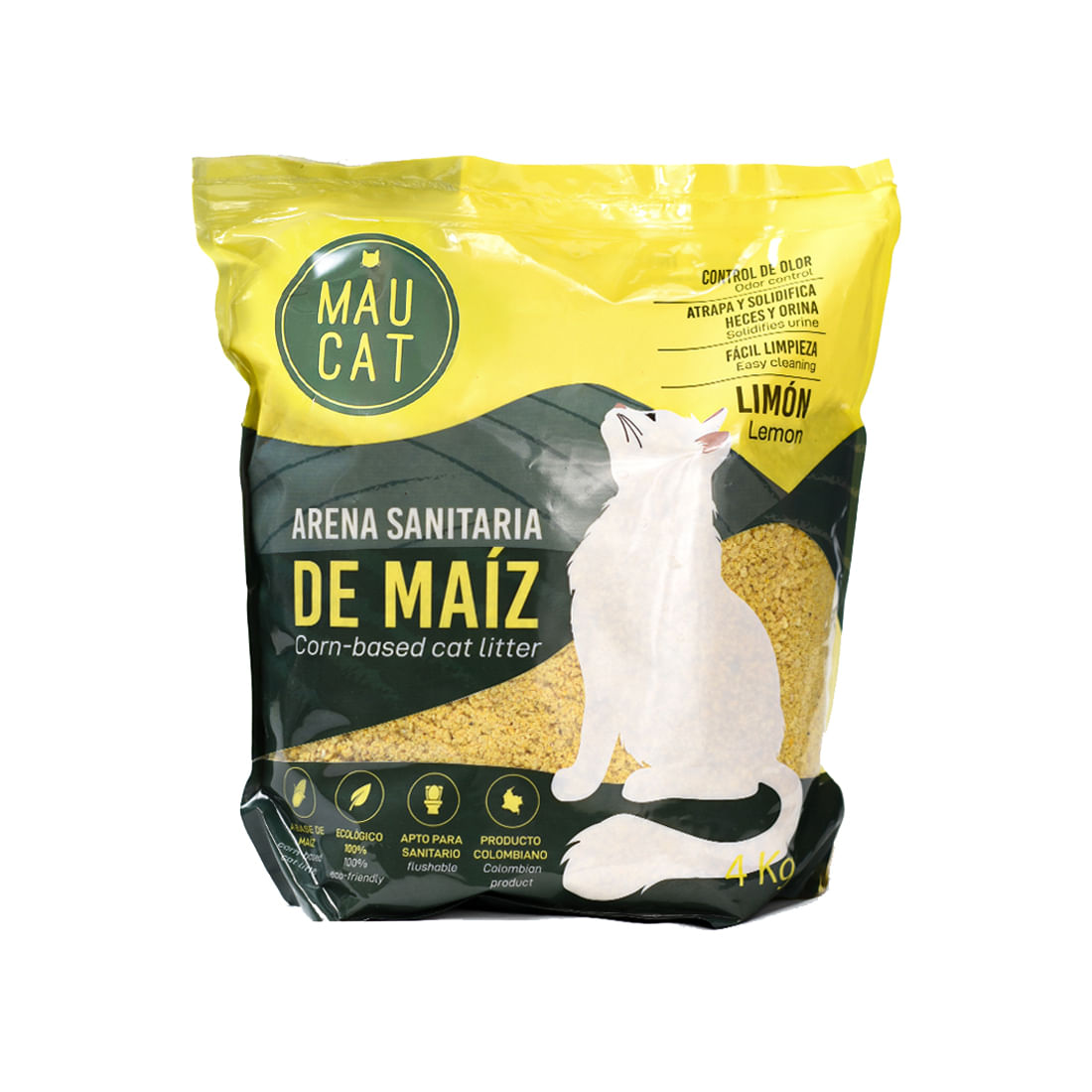 ARENA DE GATO DE MAIZ AROMA A LIMON *4KG