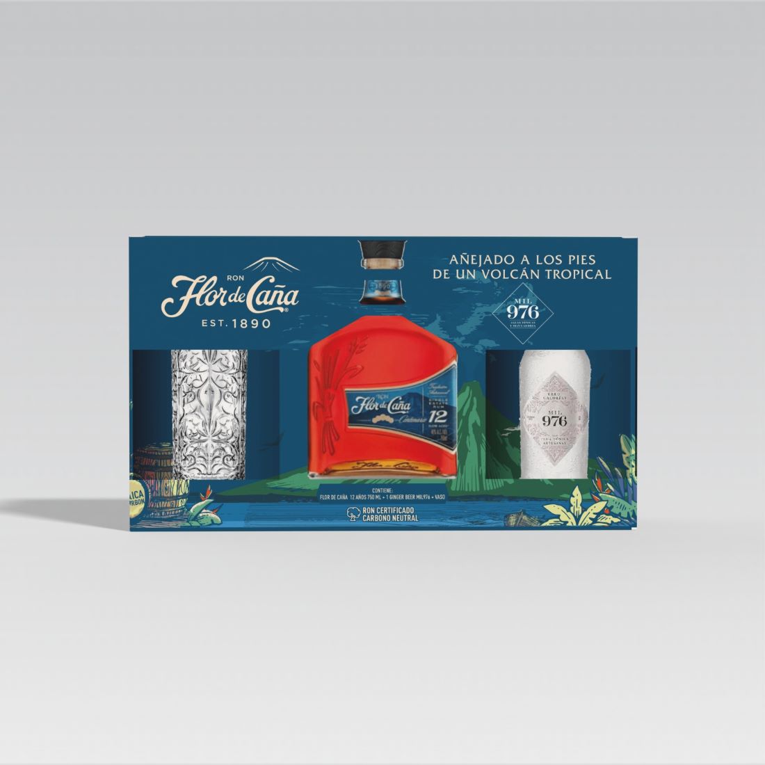 RON FLOR CANA*750ML+GINGER*200ML+VASO