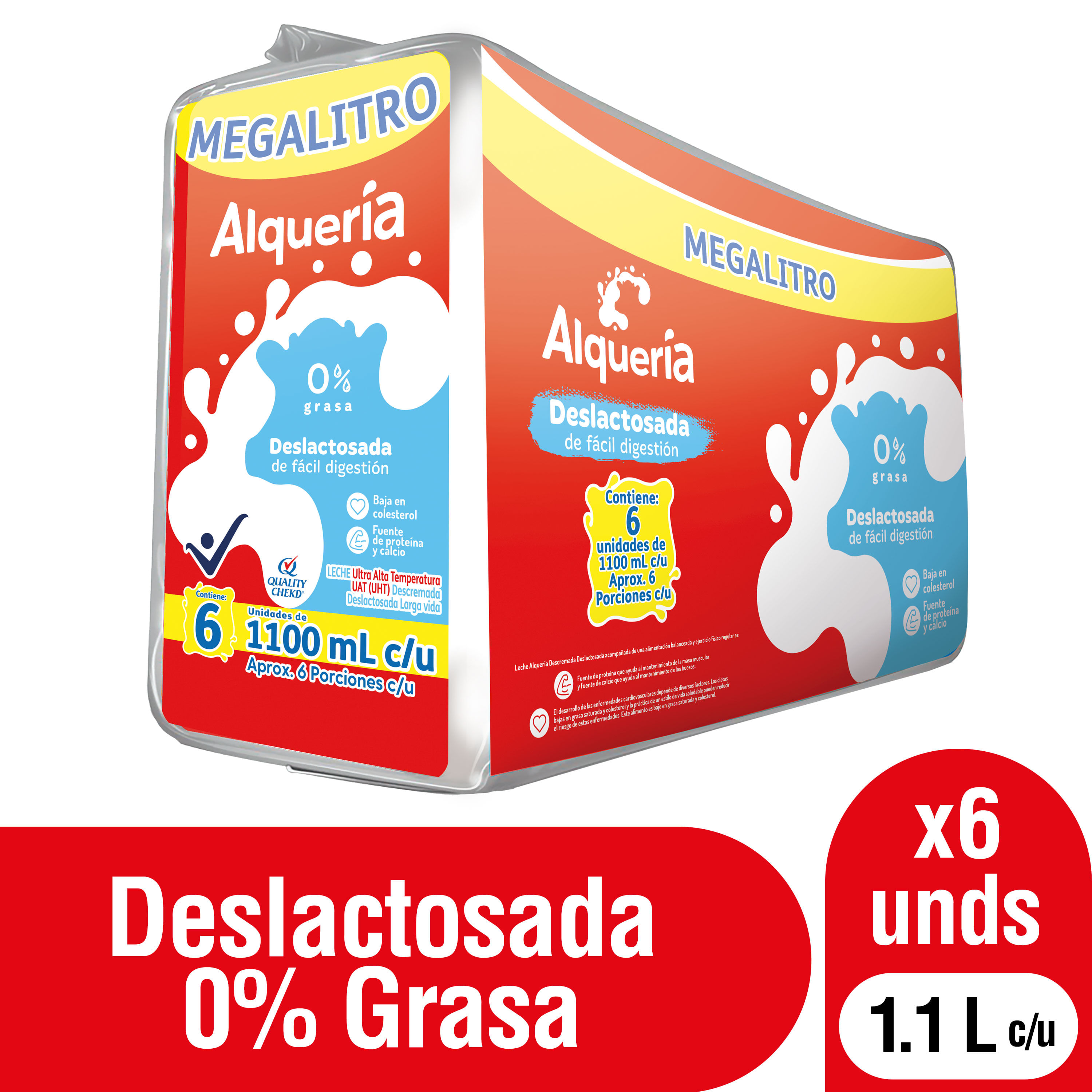 LECHE DESCREMADA DESLAC ALQUERIA 6*1100M