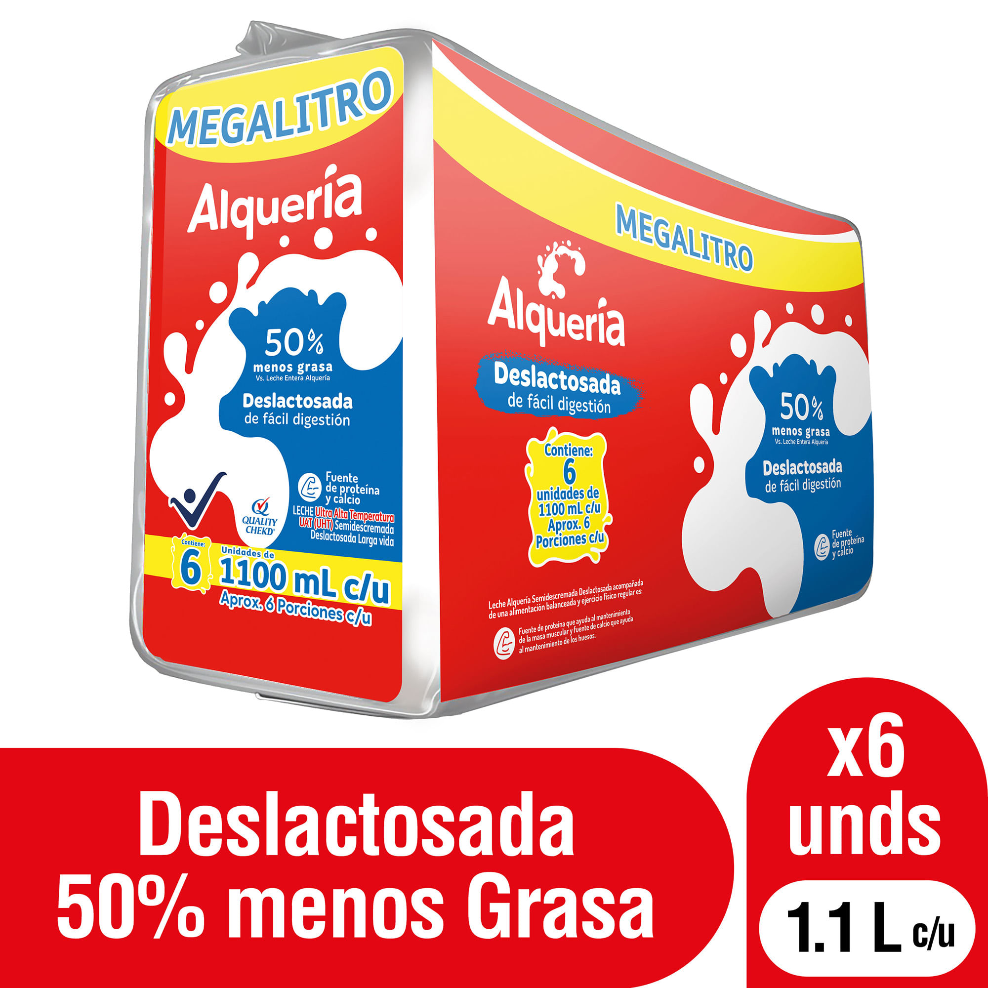 LECHE DESLAC ALQUERIA x 6 UND x 1.1LT
