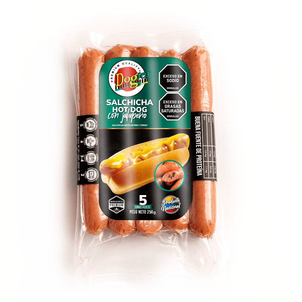 SALCHICHA HOT DOG JALAPENO DOGGER *250GR