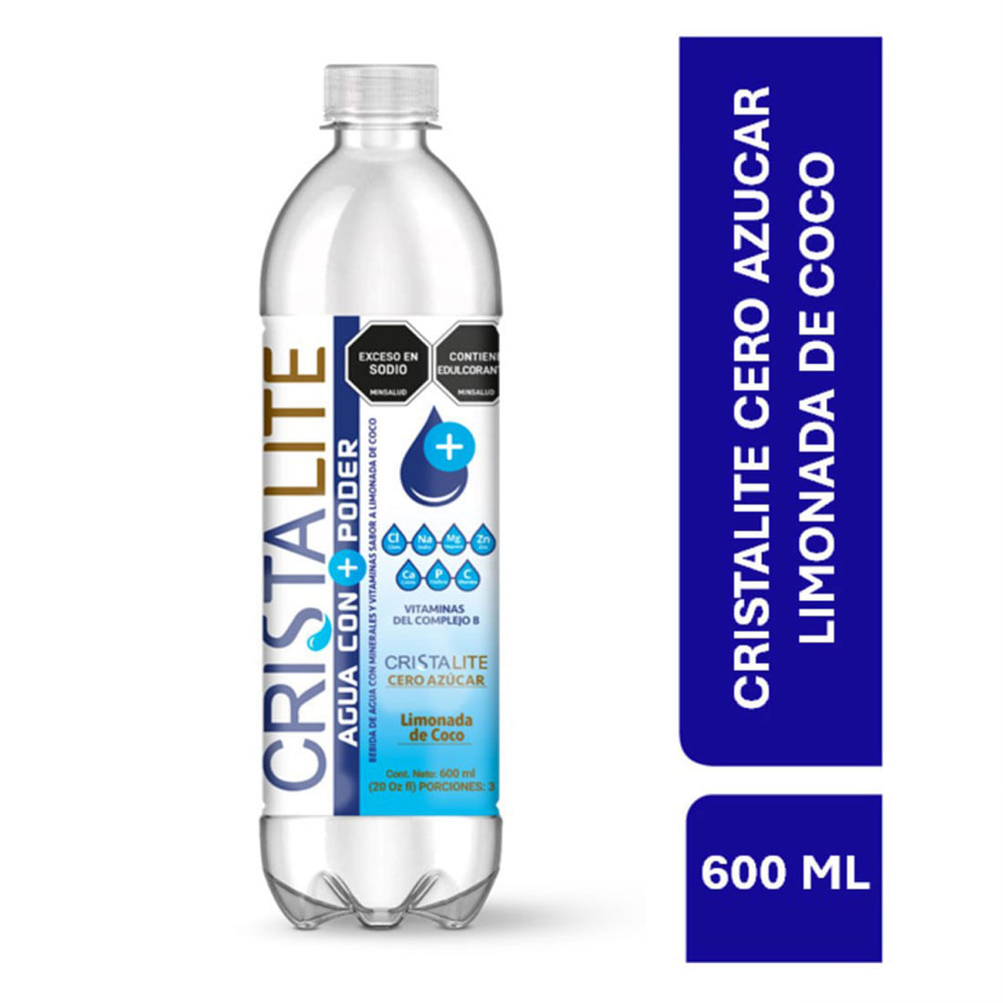 AGUA LIMONADA COCO CRISTALITE PET *600ML