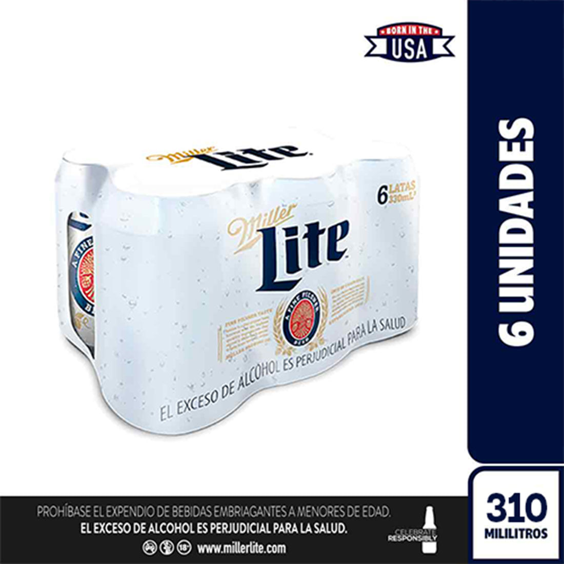 CERVEZA MILLER LATA SIXPACK *310ML