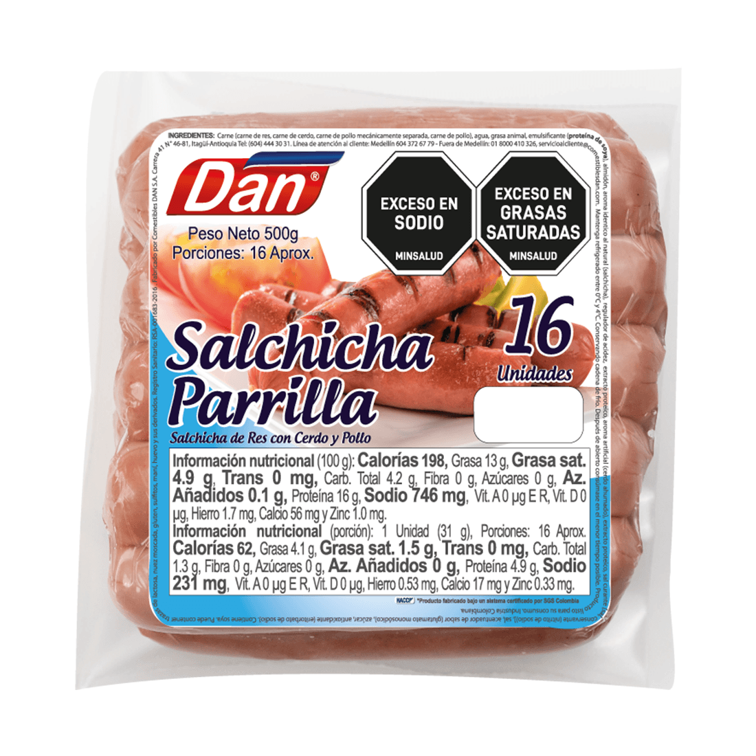 SALCHICHA PARRILLA DAN X16 *500GR