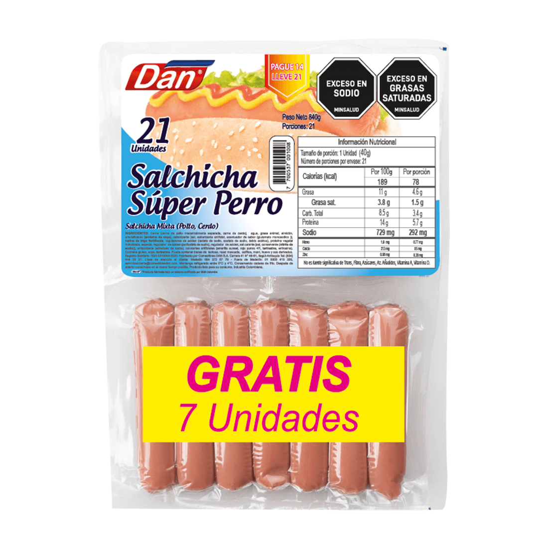 SALCHICHA SUP PERRO DAN *840GR+GTS 7UND