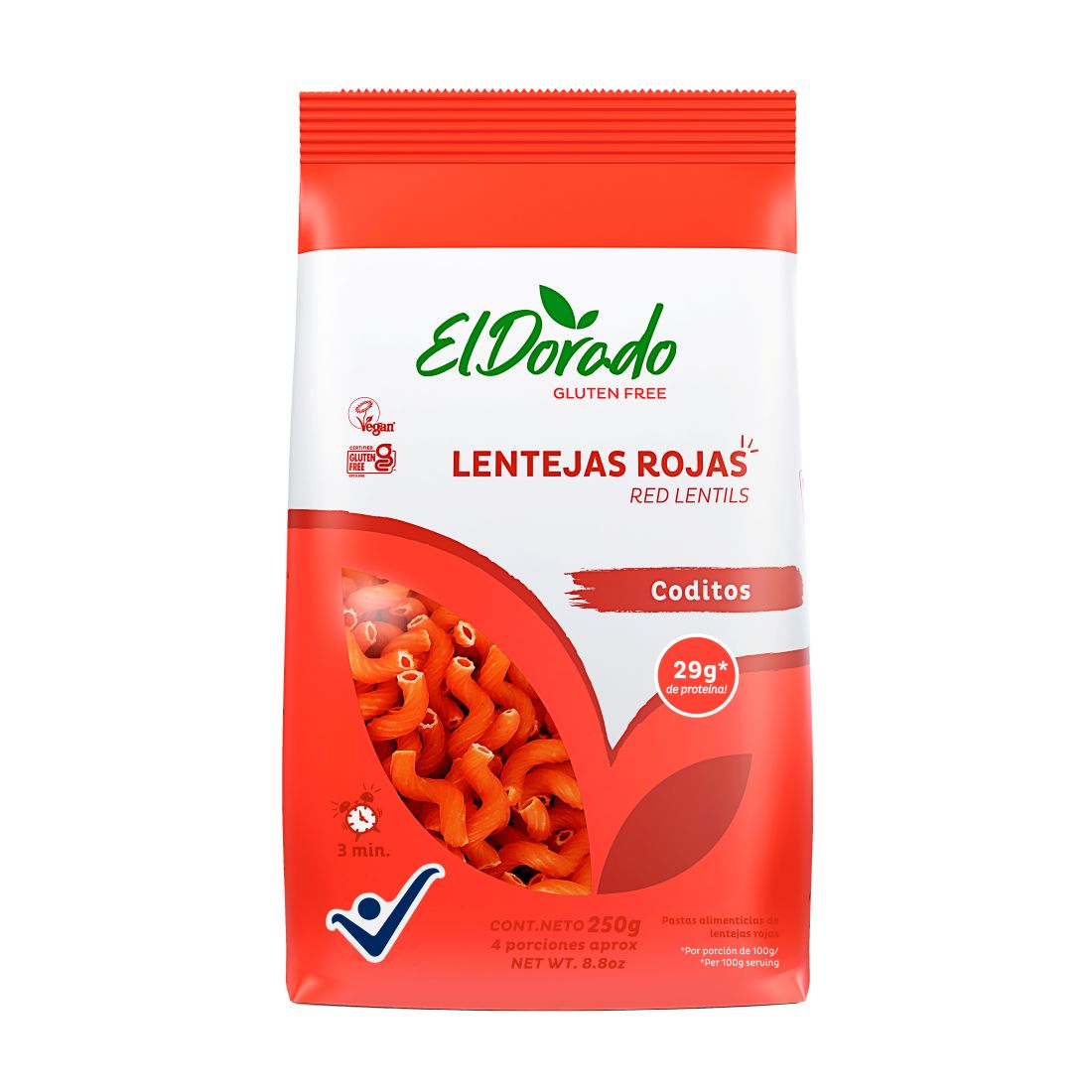 PASTA DE LENTEJAS CODITO EL DORADO*250GR