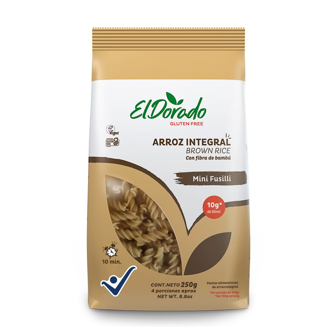 MINIFUSILLI DE ARROZ INTEGR DORADO*250GR