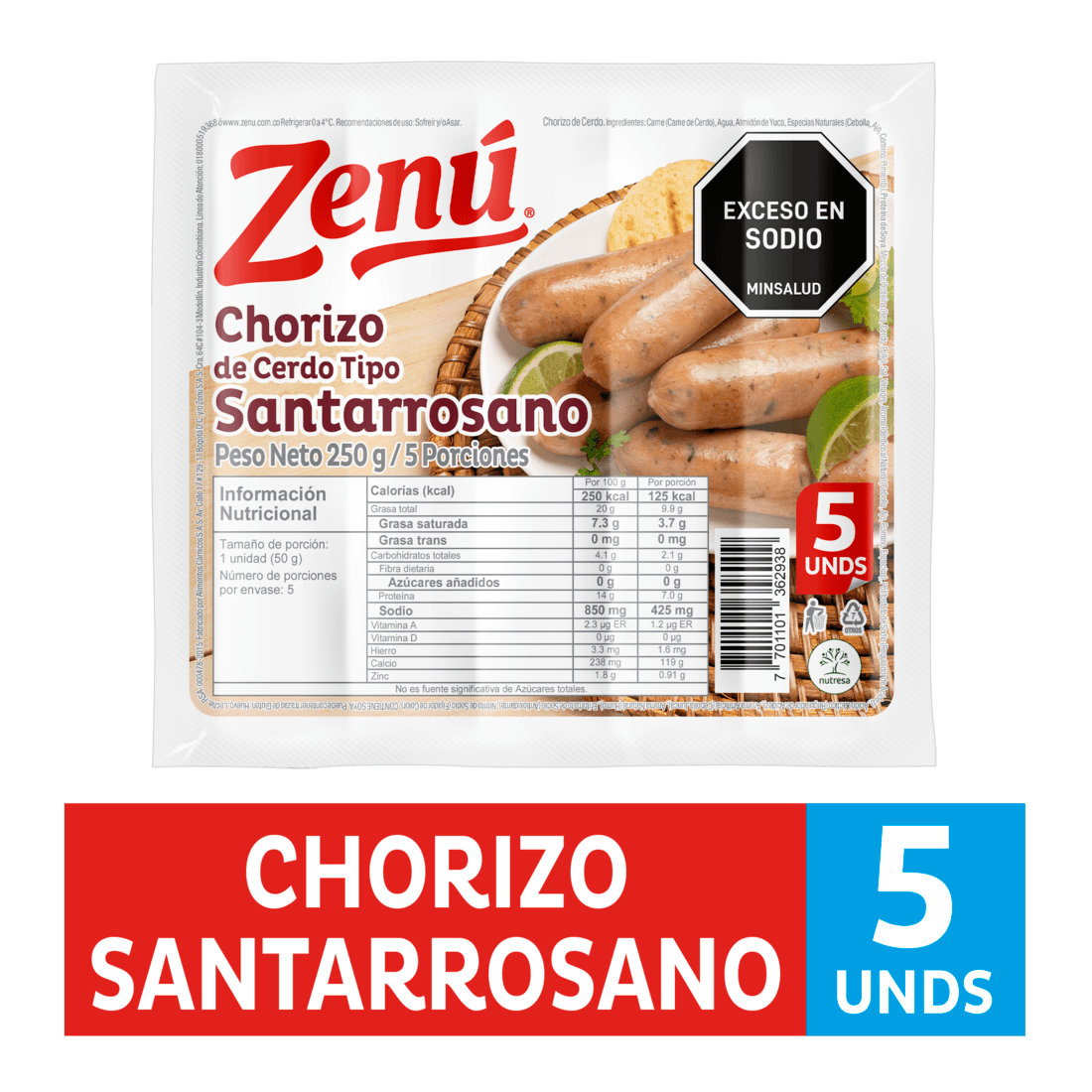 CHORIZO SANTAROSANO ZENU*250GR