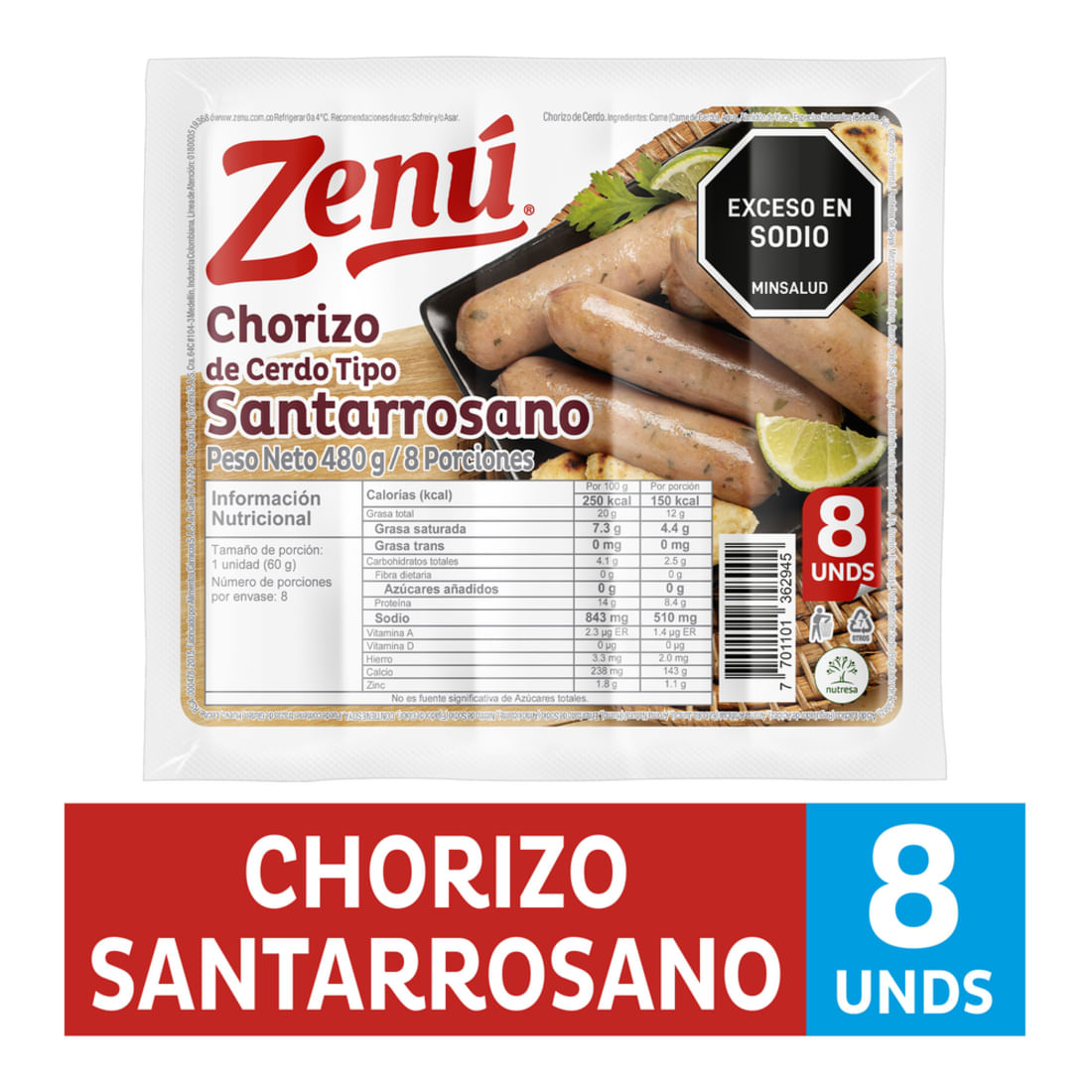 CHORIZO SANTAROSANO ZENU*480GR