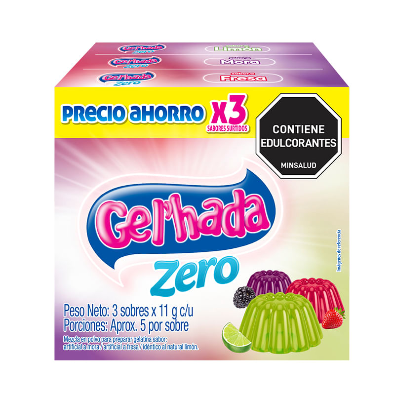 GELATINA GELHADA ZERO*3S(LIMON/FRESA/MOR