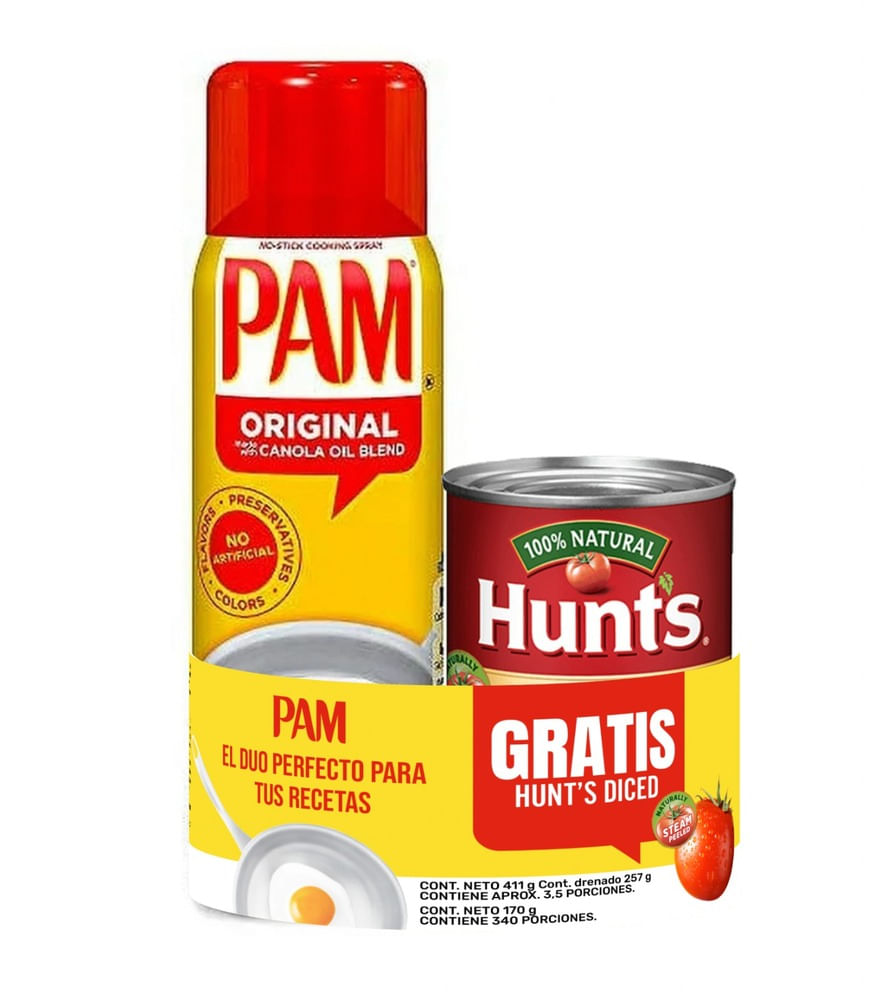 ACEITE CANOLA PAM*354GR+HUNTS TOMATE