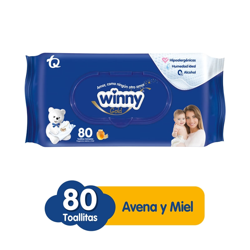 TOALLITAS WINNY AVENA Y MIEL  x 80UND