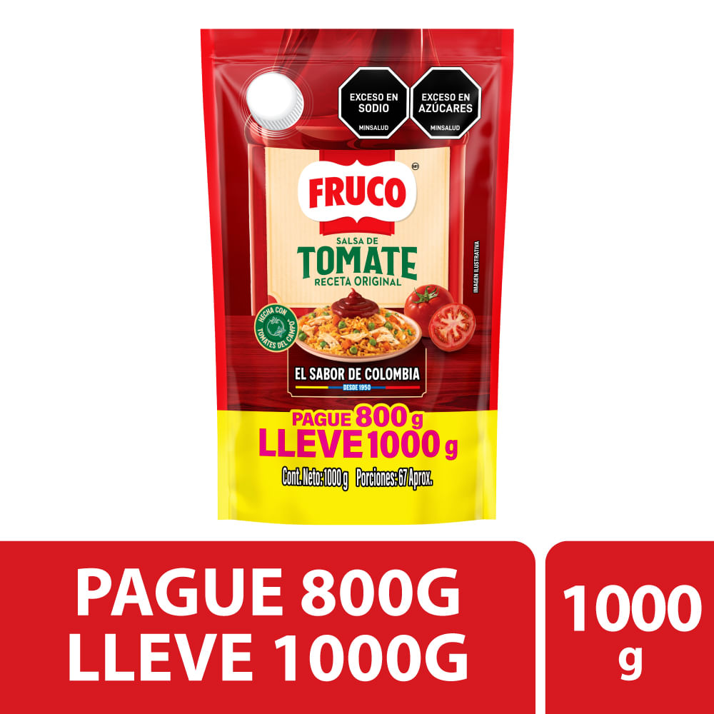 SALSA TOMATE FRUCO PAG 800GR LLEV 1000GR