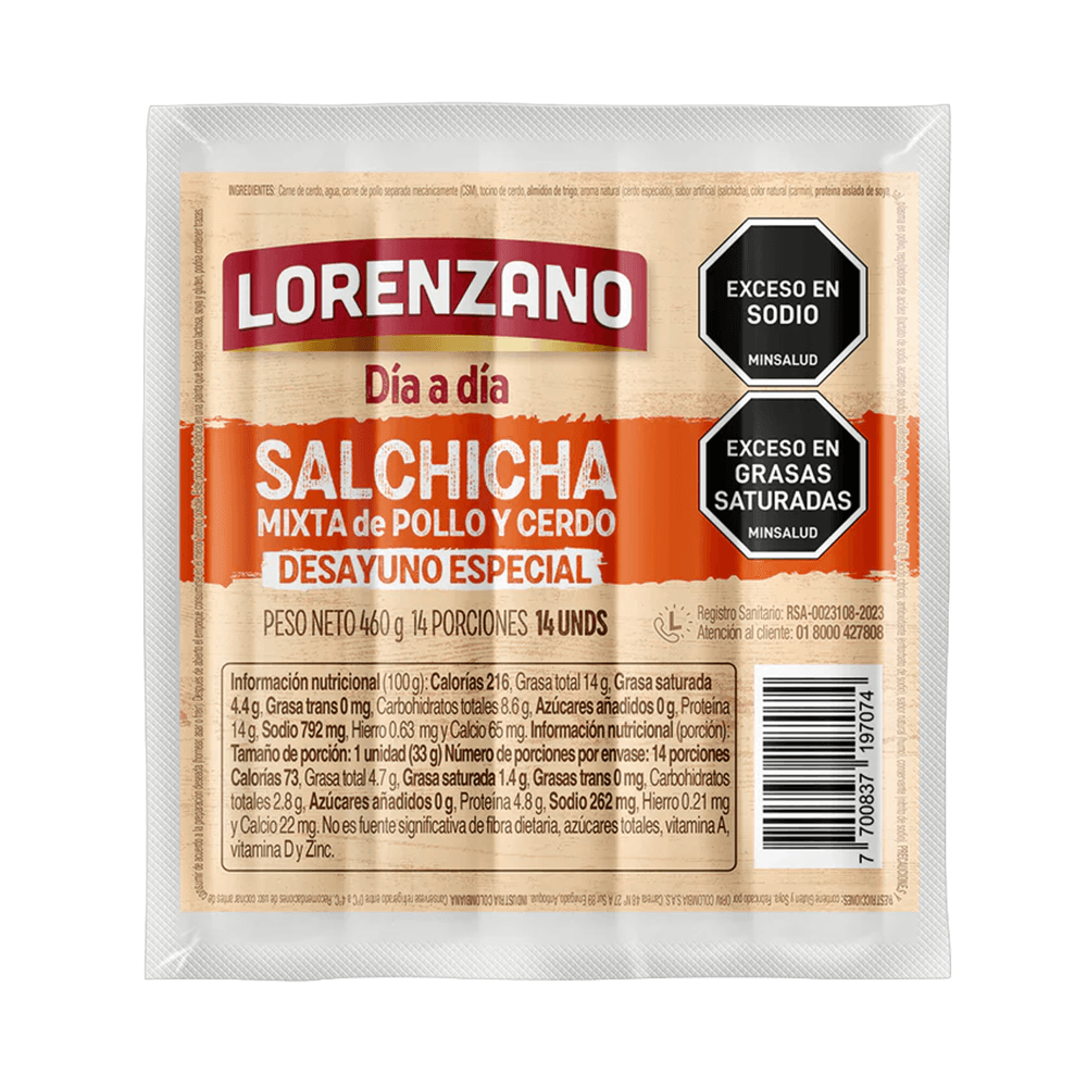 SALCHICHA DESAYUNO MIXTA LORENZANO *460G
