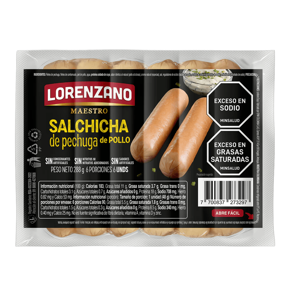 SALCHICH DE POLLO MAESTRO LORENZANO*288G