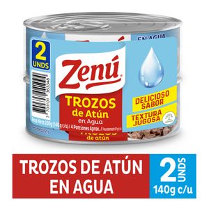 Atún ZENÚ trozos agua 2 unds x91 g c/u