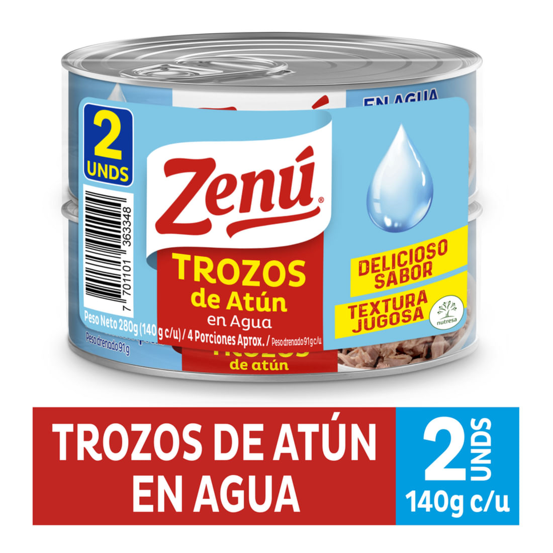 DUOPACK TROZOS ATUN ZENU EN AGUA*280GR