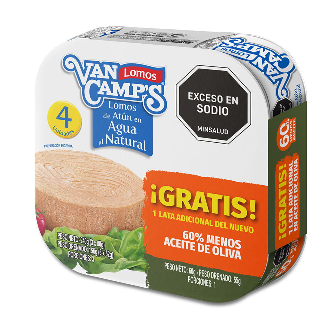 ATUN AGUA VANCAMPS*3U*240G + 1 GRATIS
