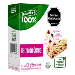 BARRA CEREAL FIBRA 100% X 138 GR
