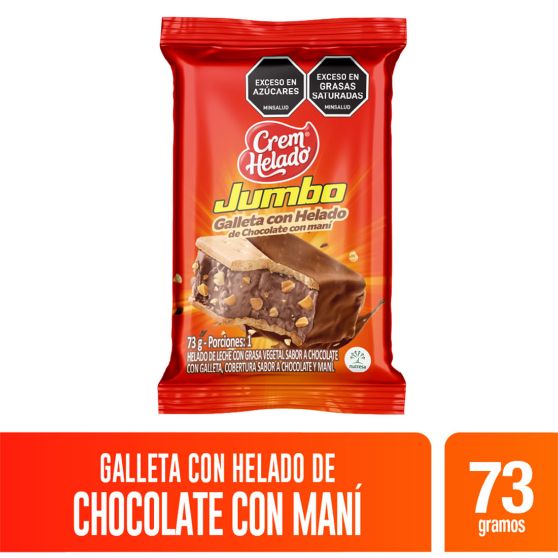 GALLETA CON HELADO JUMBO CREM HELADO*73G