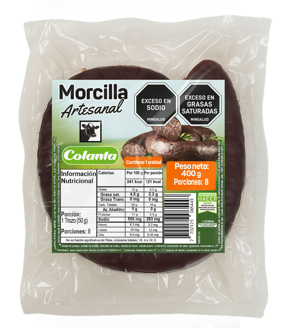 MORCILLA ARTESANAL COLANTA *400 GR